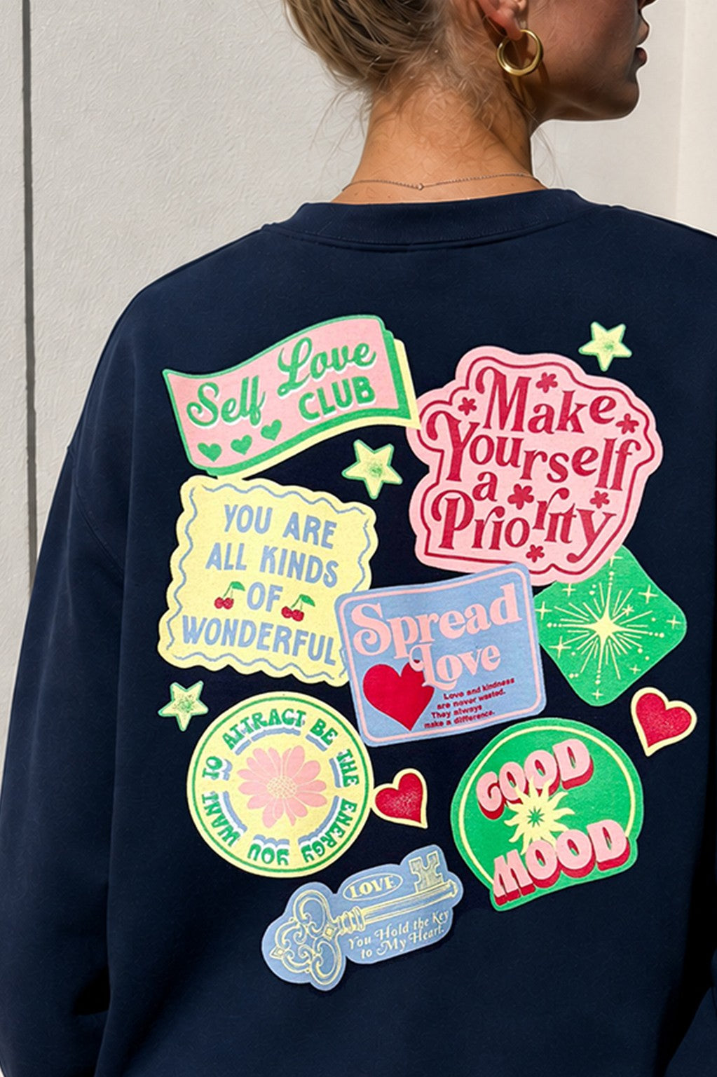 Self Love Club Graphic Oversized Sweatshirt – Navy