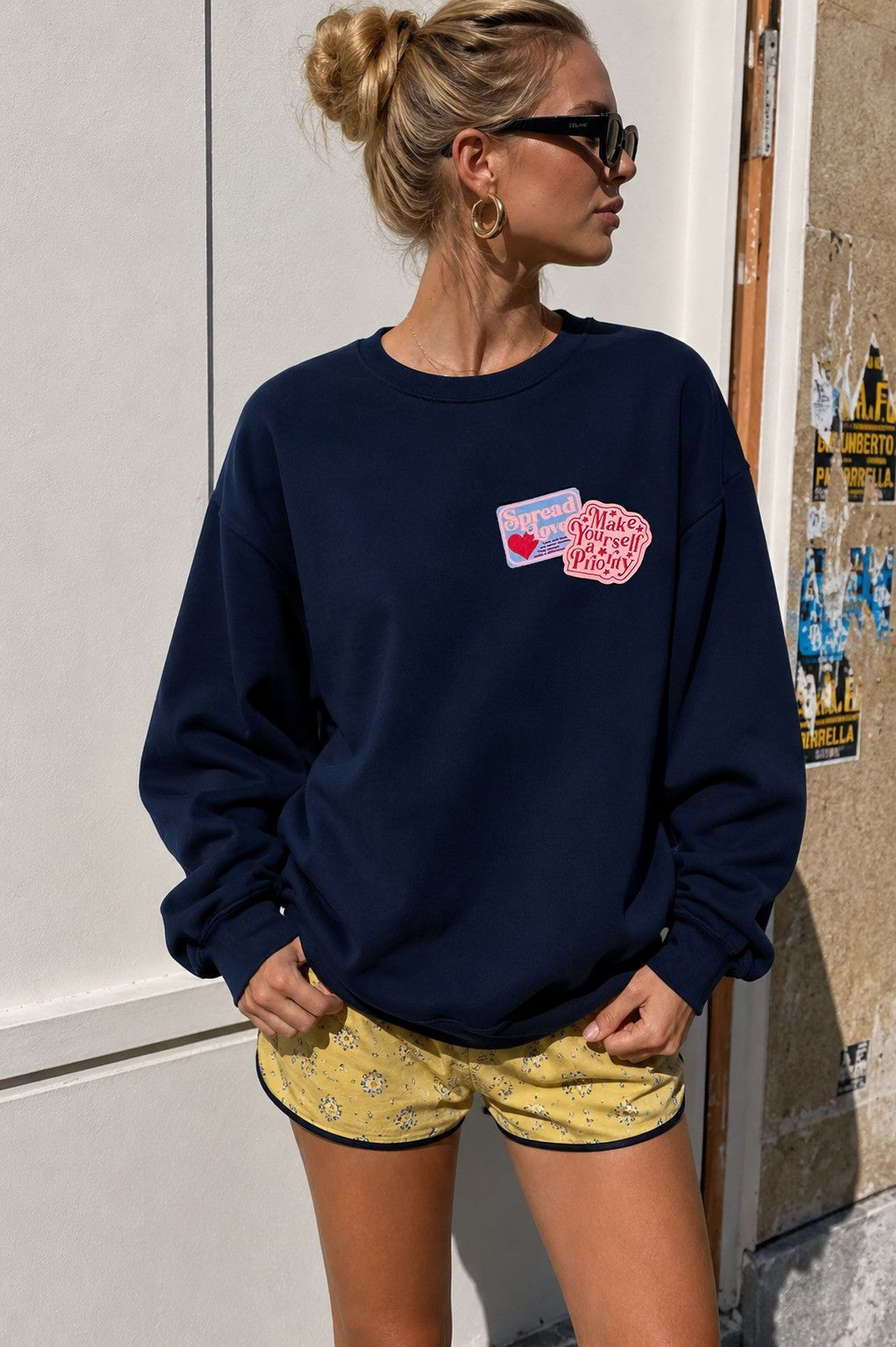 Self Love Club Graphic Oversized Sweatshirt – Navy