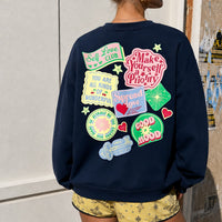 Self Love Club Graphic Oversized Sweatshirt – Navy