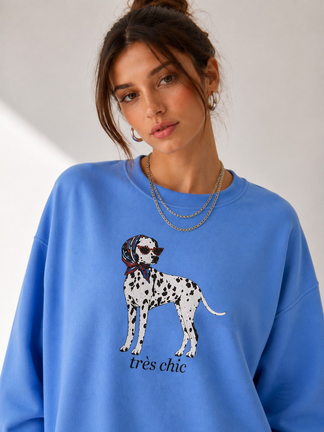 Très Chic Dalmatian Oversized Graphic Sweatshirt