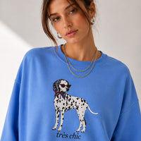 Très Chic Dalmatian Oversized Graphic Sweatshirt