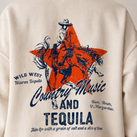 Wild West country music and tequila graphic sweatshirt, back print close-up