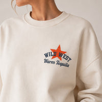 Country music and tequila graphic sweatshirt, left chest print detail