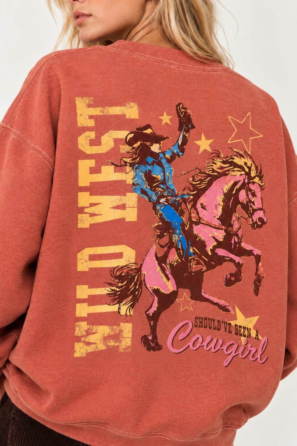 Wild West Oversized Cowgirl Graphic Sweatshirt