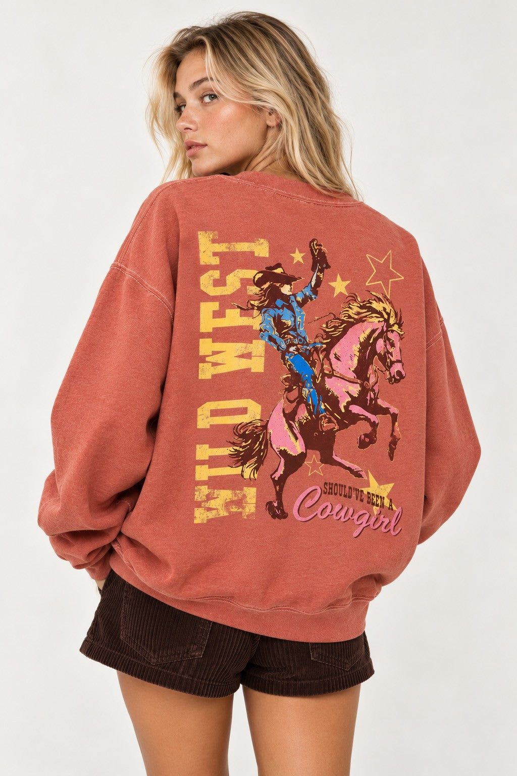 Wild West Oversized Cowgirl Graphic Sweatshirt