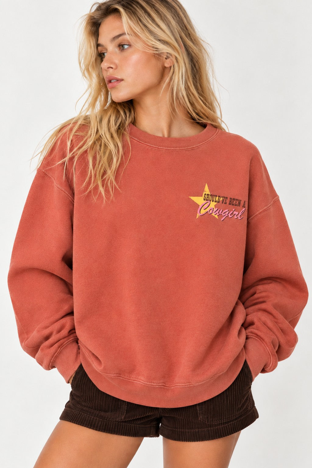 Wild West Oversized Cowgirl Graphic Sweatshirt