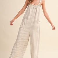 Linen Blend Wide Leg Jumpsuit