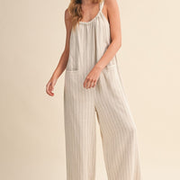 Linen Blend Wide Leg Jumpsuit