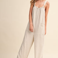 Linen Blend Wide Leg Jumpsuit