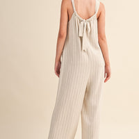 Linen Blend Wide Leg Jumpsuit
