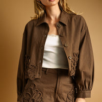 Floral Crochet Embellished Cropped Jacket