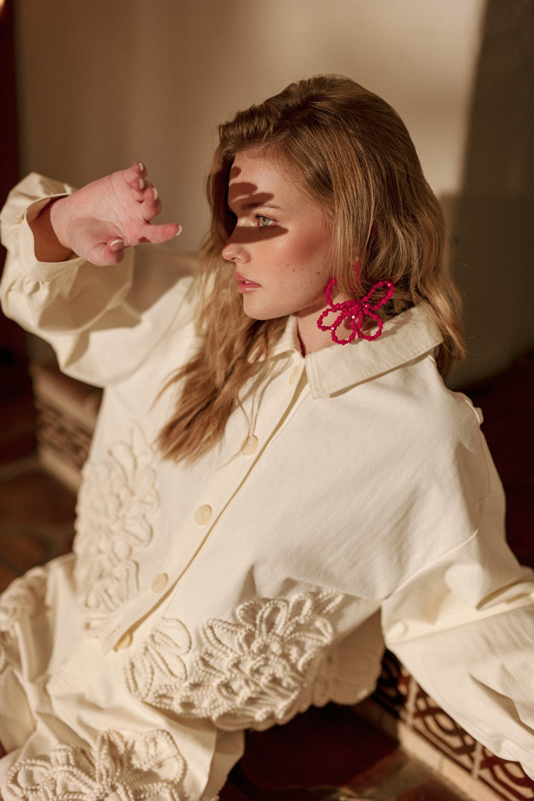 Floral Crochet Embellished Cropped Jacket