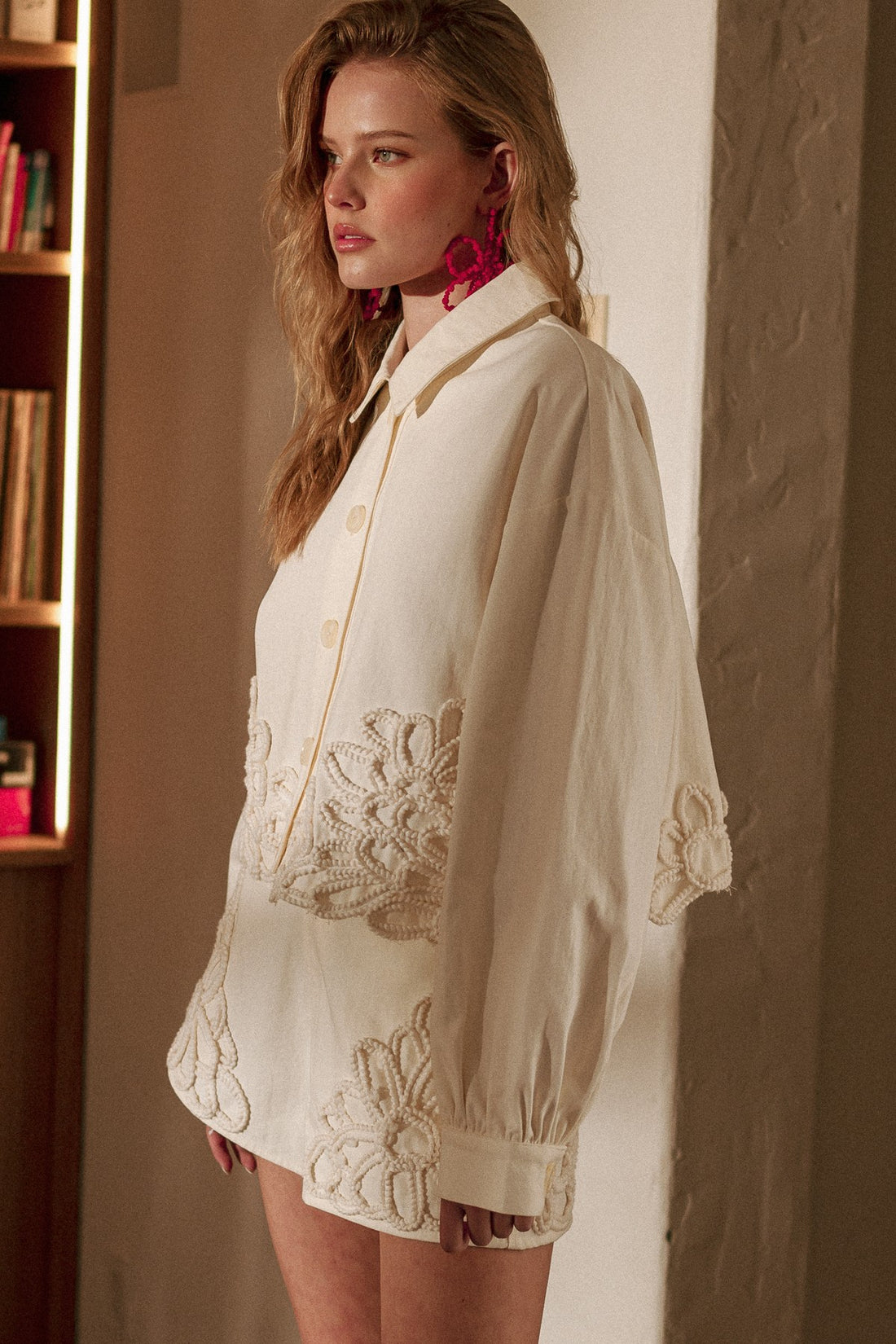 Floral Crochet Embellished Cropped Jacket