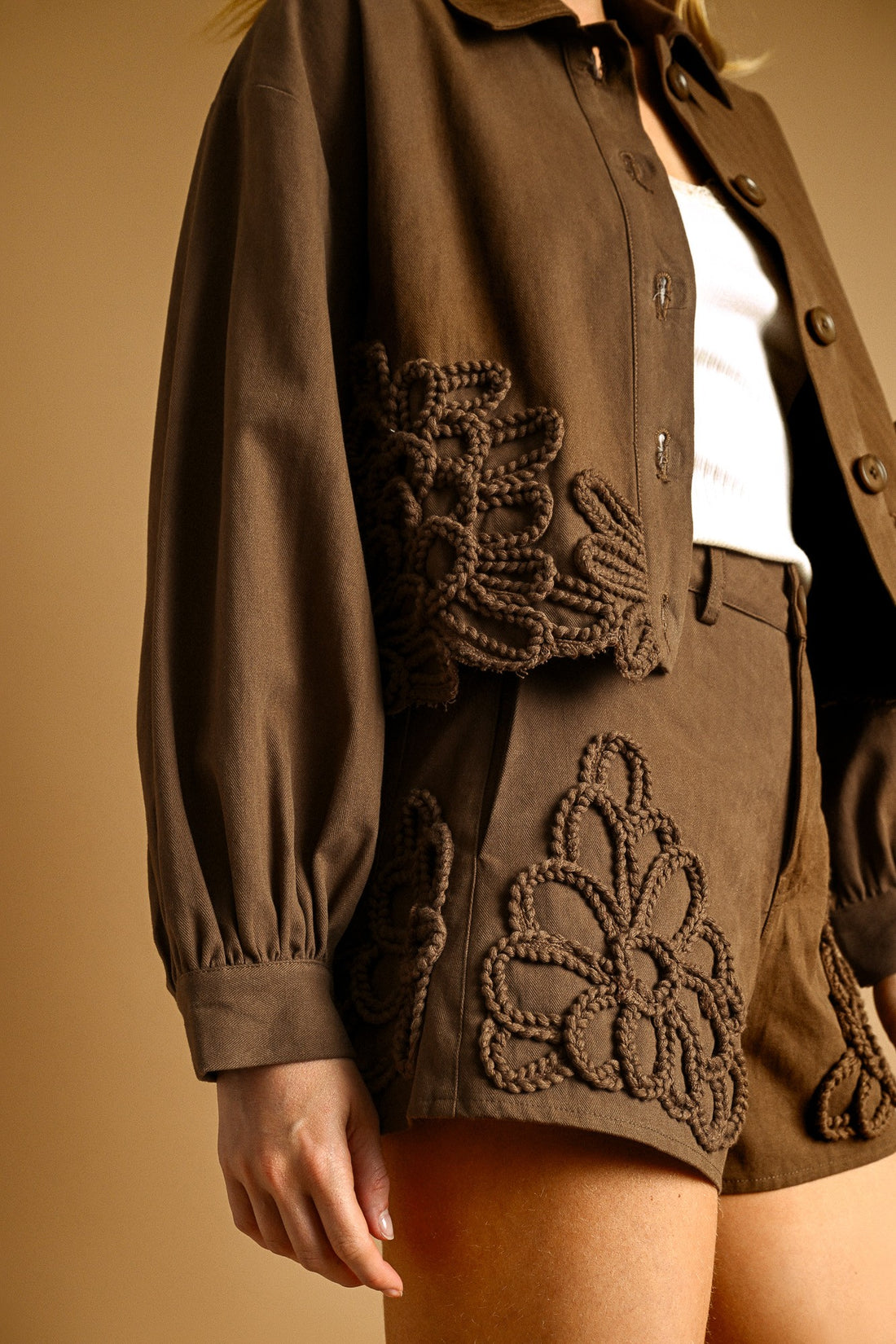 Floral Crochet Embellished Cropped Jacket