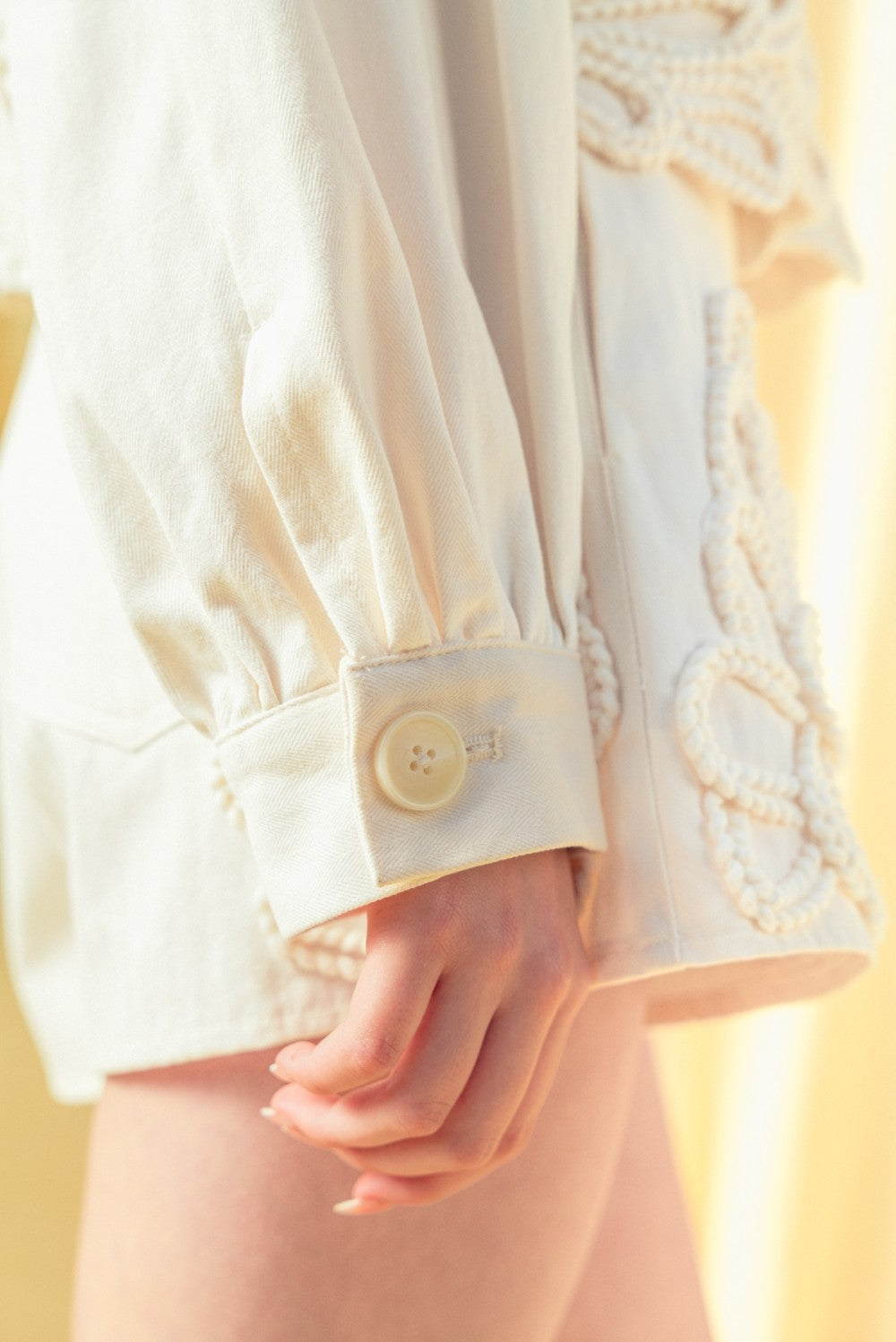 Floral Crochet Embellished Cropped Jacket