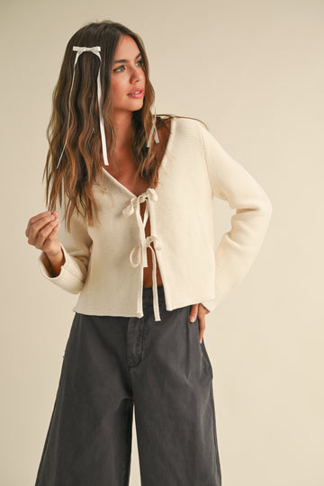 Tie Front Knit Cardigan