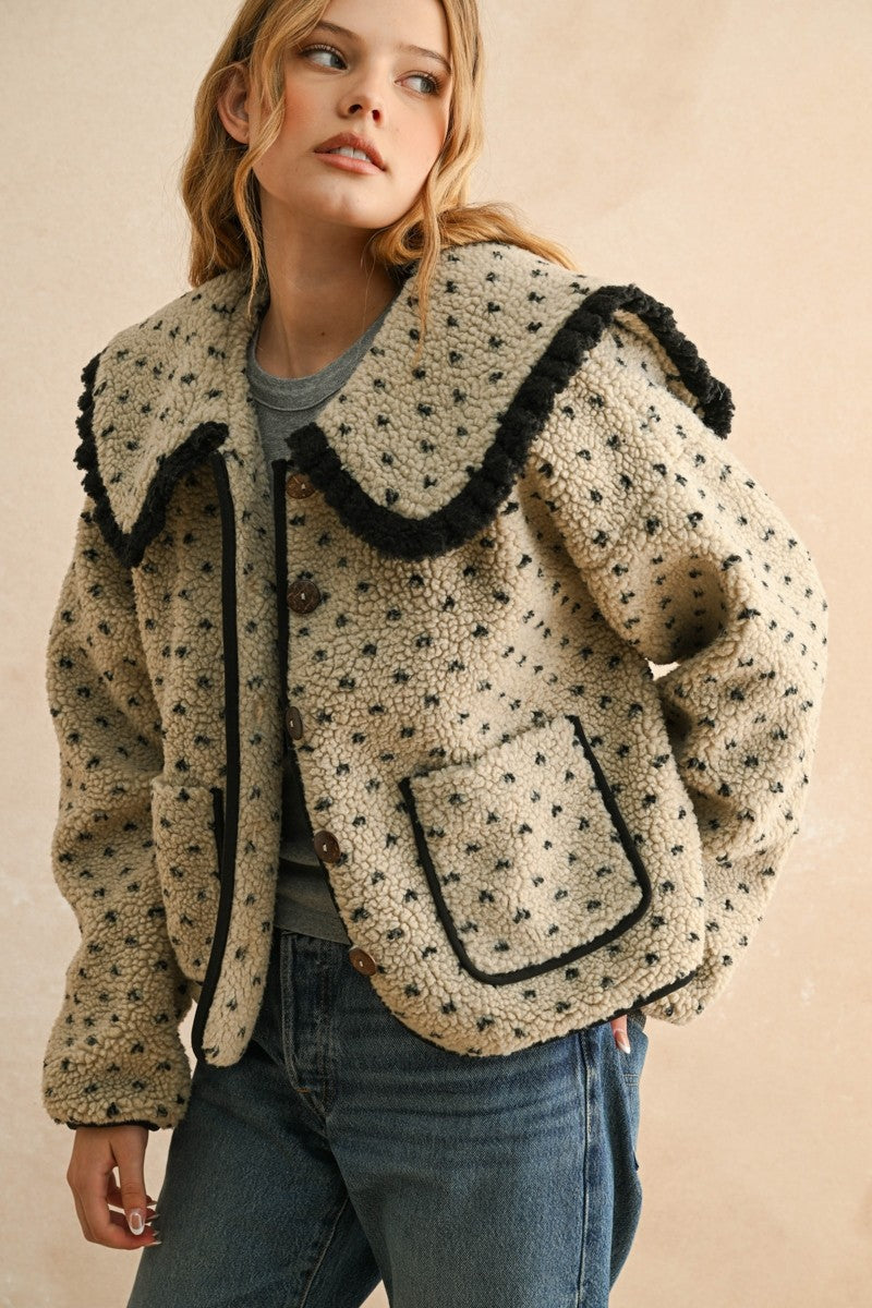 Soft Teddy Jacket with Contrast Collar