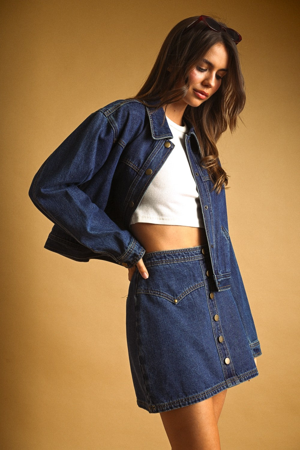 Relaxed Fit Dark Wash Western Denim Jacket