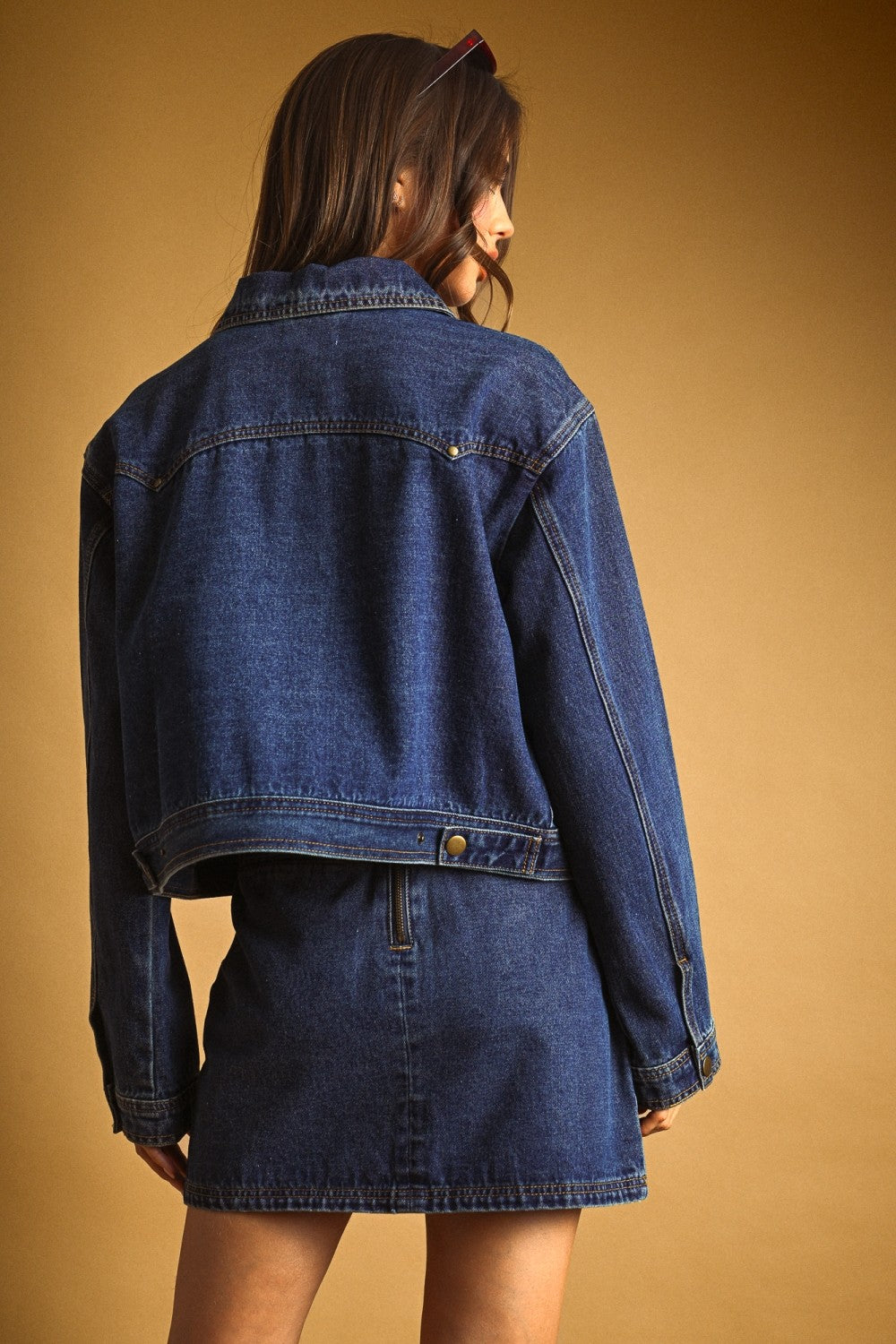 Relaxed Fit Dark Wash Western Denim Jacket