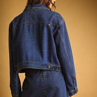 Relaxed Fit Dark Wash Western Denim Jacket