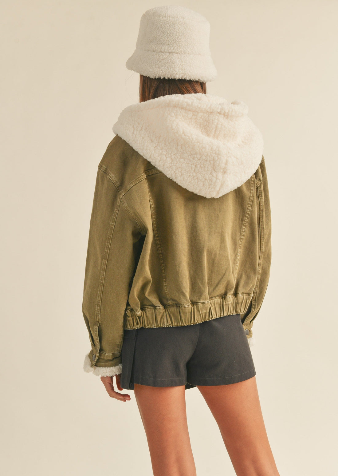 Cozy Sherpa Olive Denim Jacket