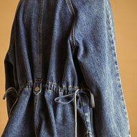 Drawstring Waist Utility Denim Oversized Jacket