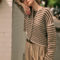 Relaxed Striped Button-Front Knit Cardigan