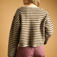 Relaxed Striped Button-Front Knit Cardigan