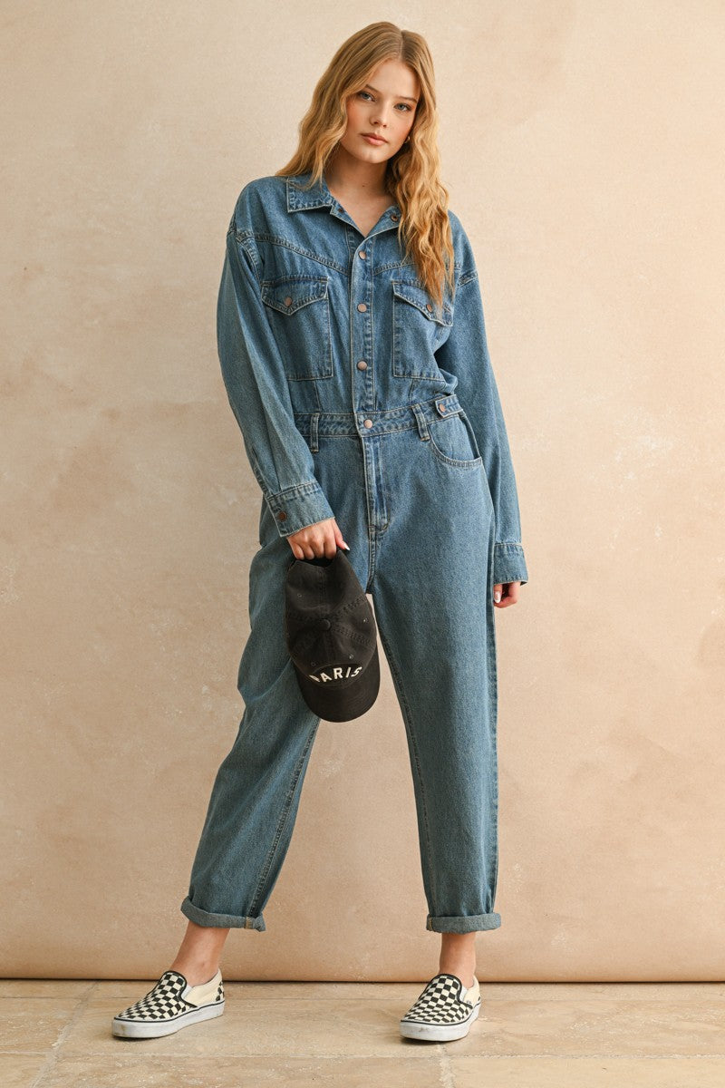 Vintage Utility Denim Jumpsuit