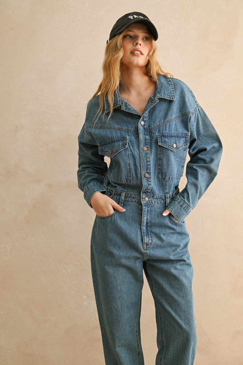 Vintage Utility Denim Jumpsuit