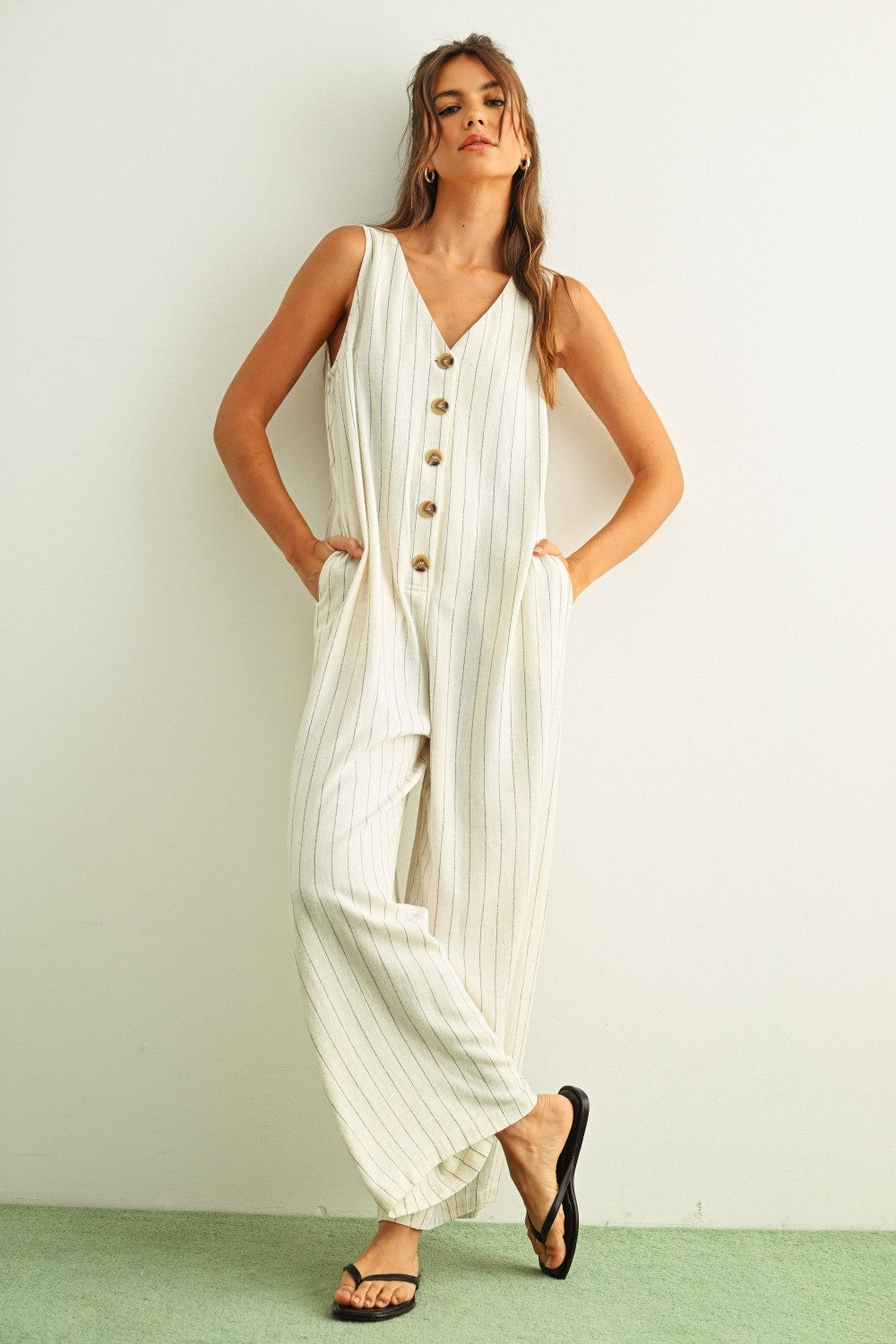 Striped Wide-Leg Jumpsuit