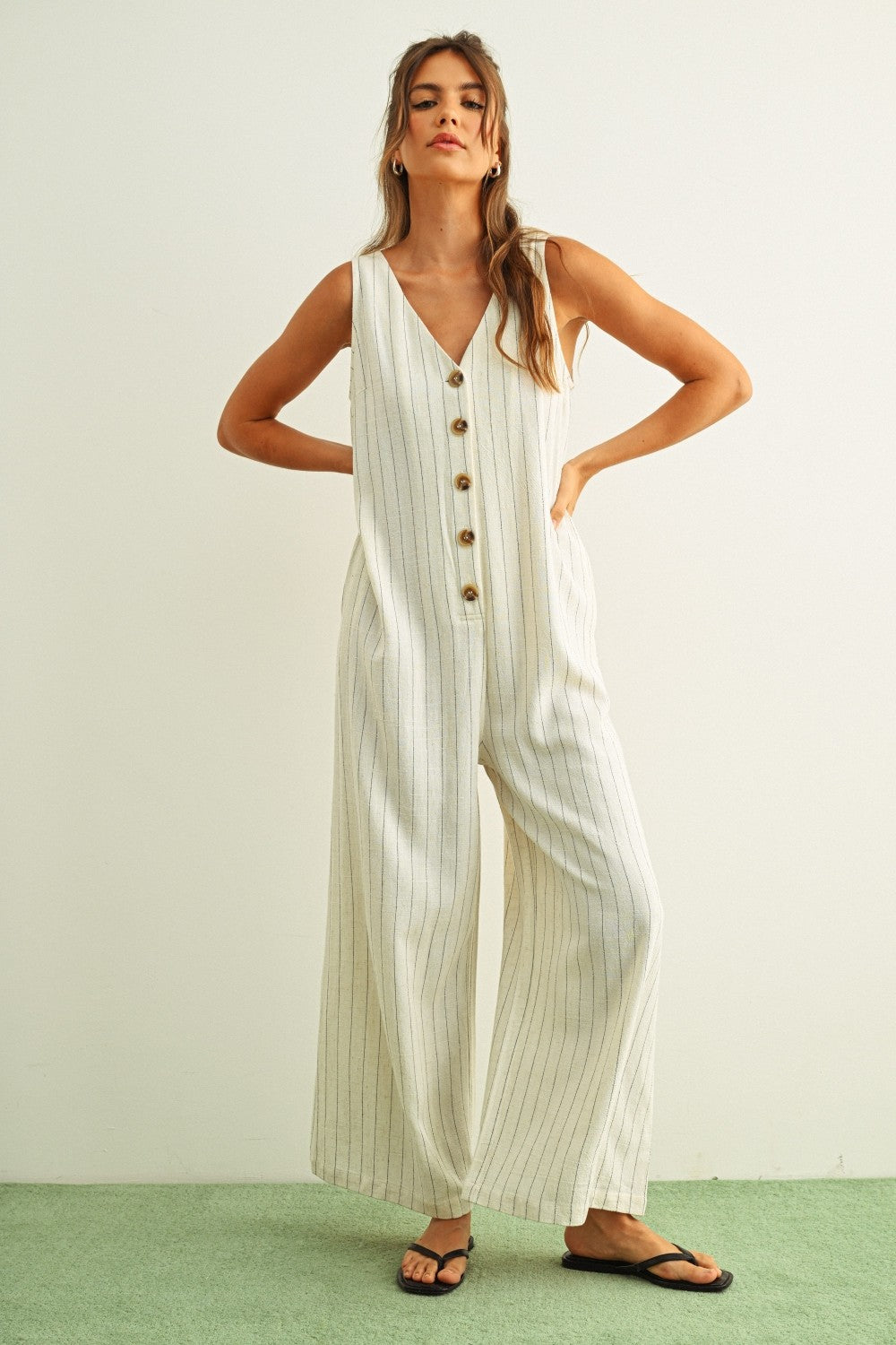 Striped Wide-Leg Jumpsuit