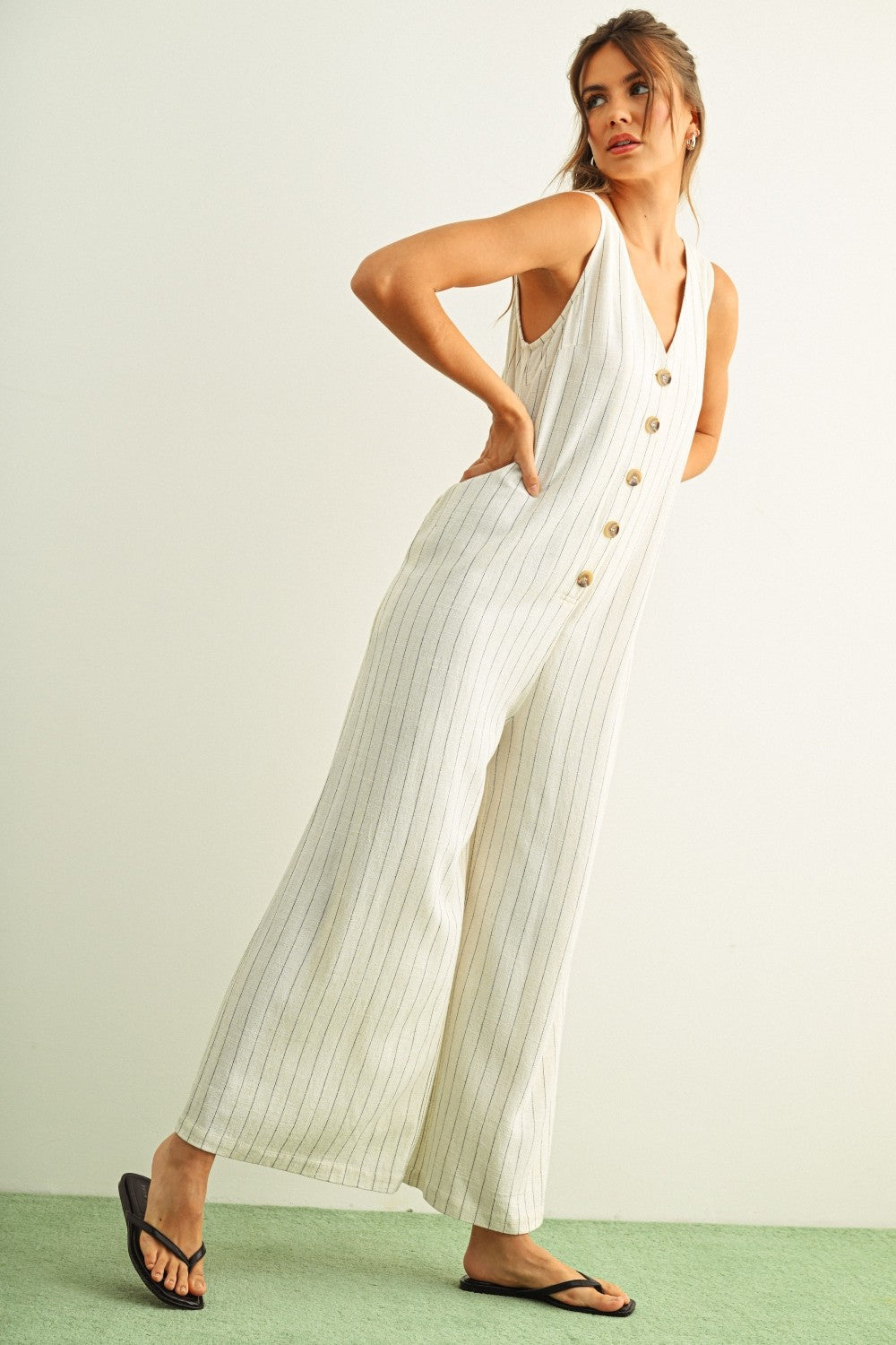 Striped Wide-Leg Jumpsuit