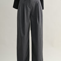 Tailored Pinstripe Wide-Leg Pants