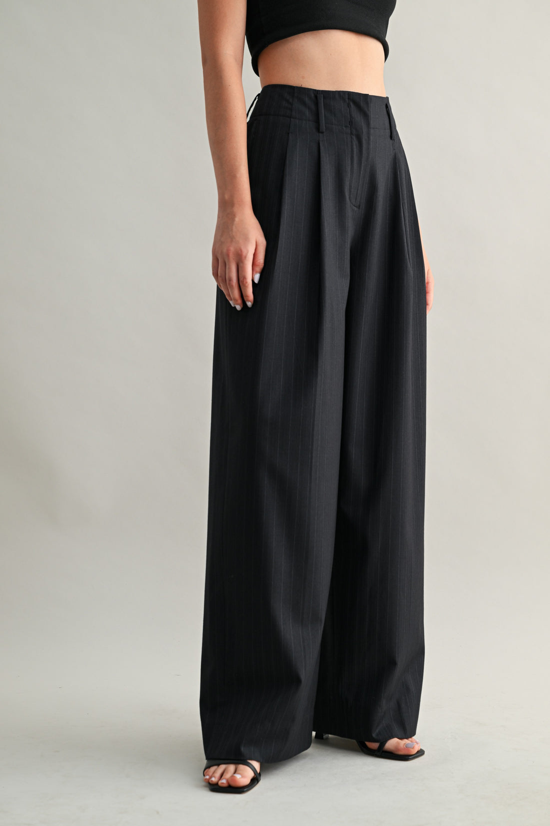 Tailored Pinstripe Wide-Leg Pants