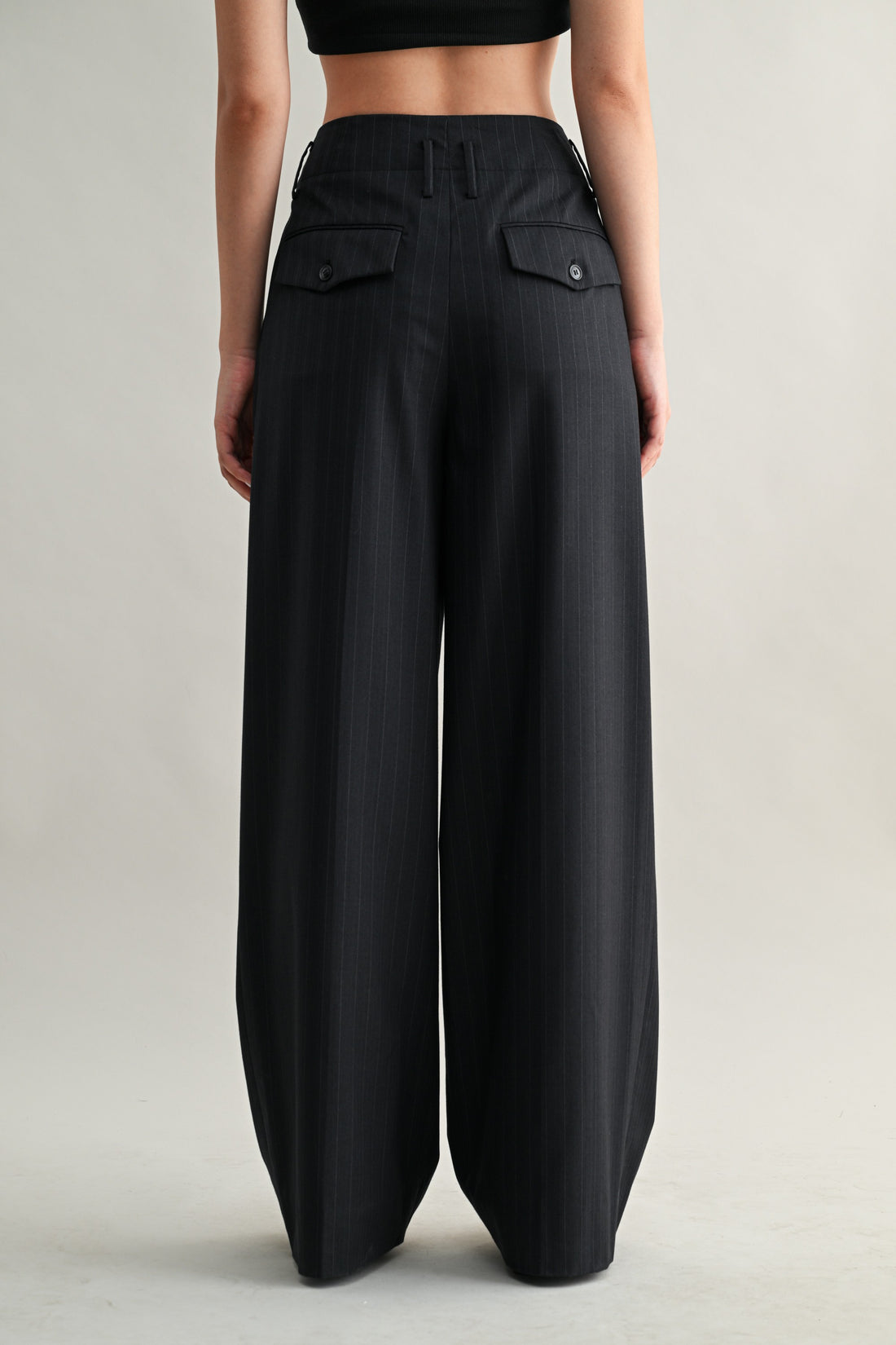 Tailored Pinstripe Wide-Leg Pants