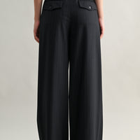Tailored Pinstripe Wide-Leg Pants