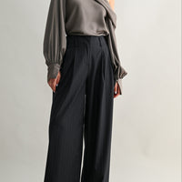 Tailored Pinstripe Wide-Leg Pants