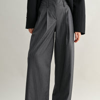 Tailored Pinstripe Wide-Leg Pants
