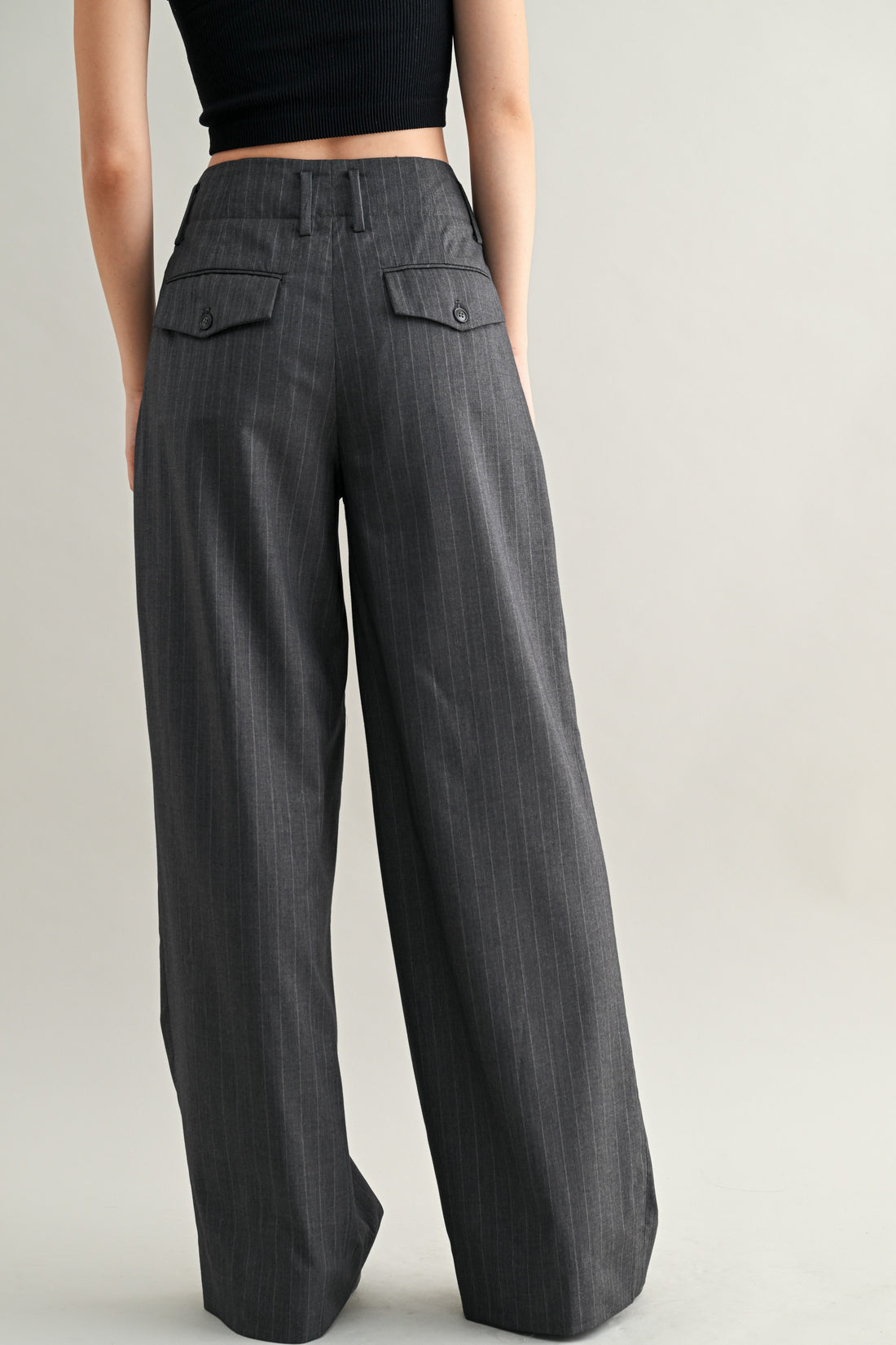 Tailored Pinstripe Wide-Leg Pants