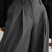 Tailored Pinstripe Wide-Leg Pants
