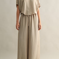 Relaxed Neutral Top and Wide Pants Set