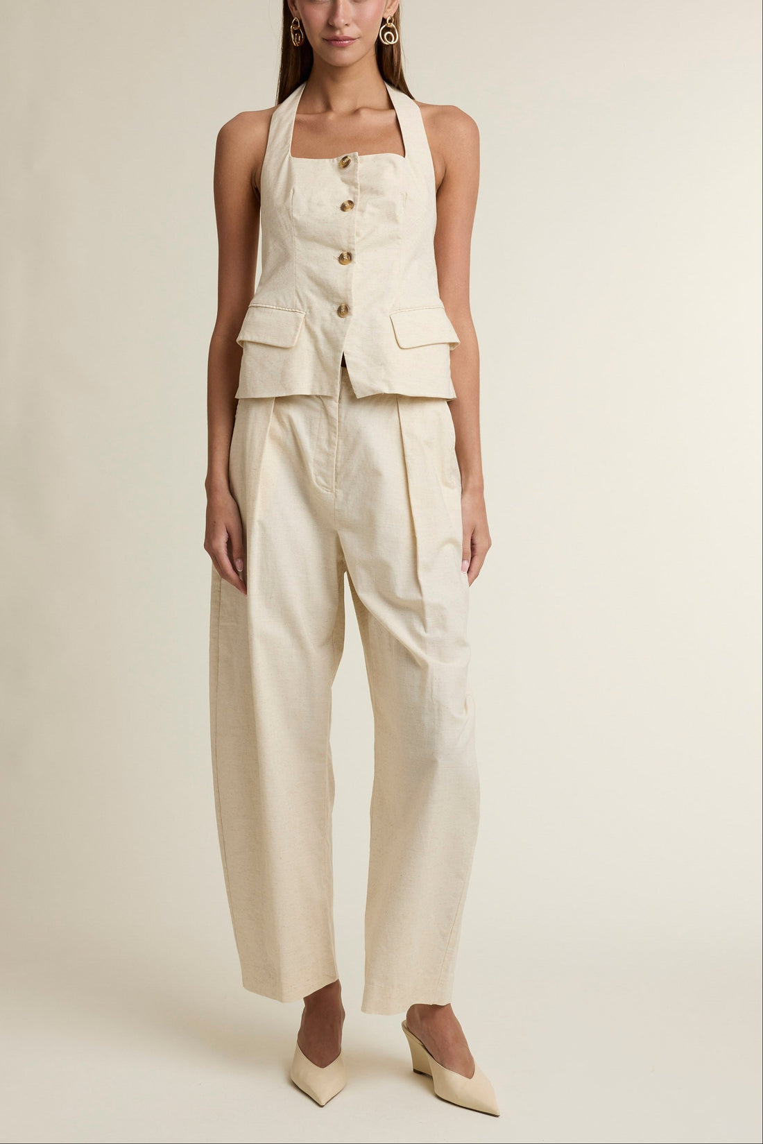 Coastal Muse Linen Blend Halter Top & Pants Set