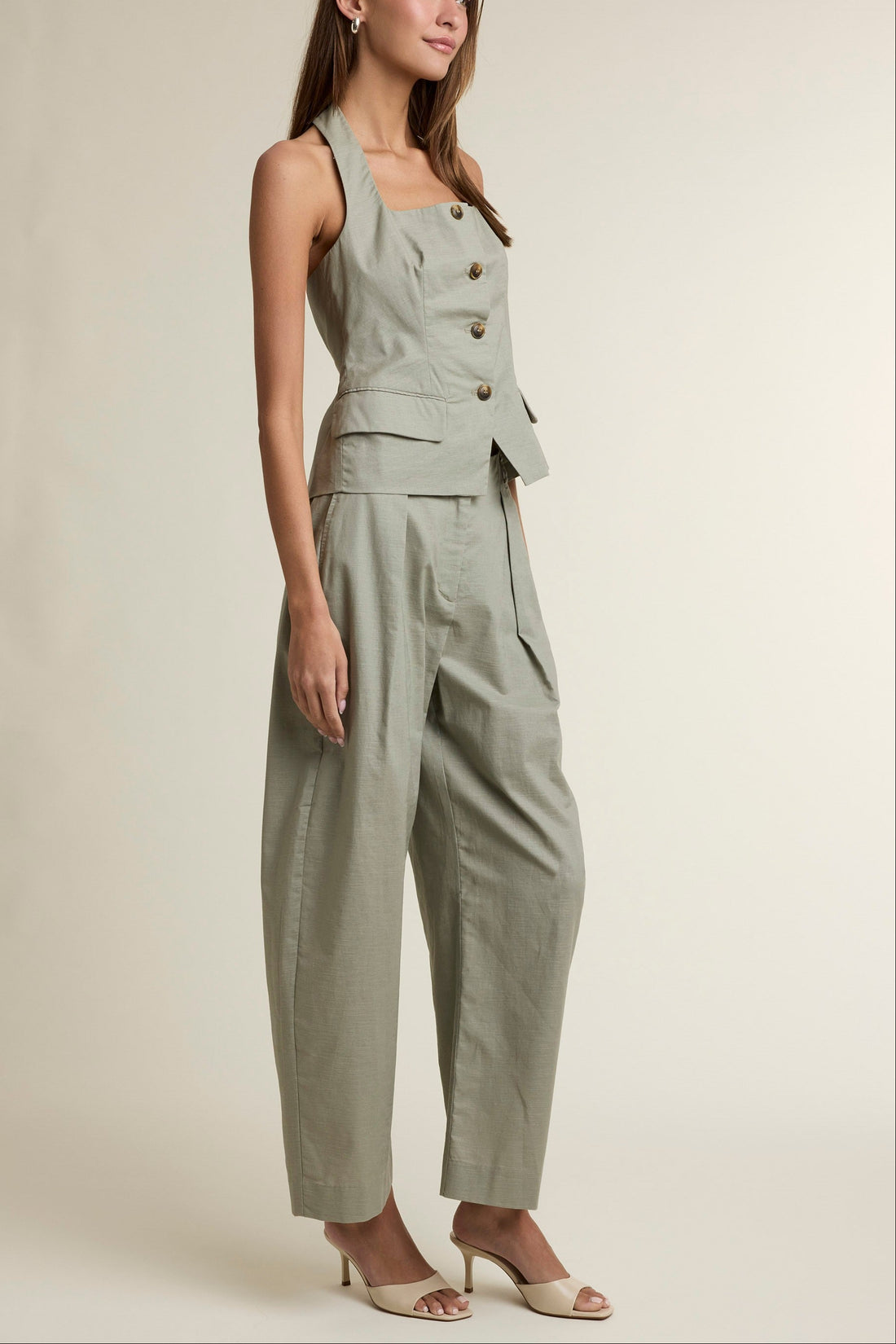 Coastal Muse Linen Blend Halter Top & Pants Set