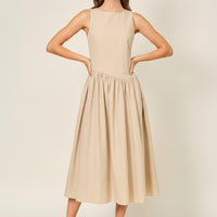 Asymmetrical Waist Detail Midi Dress