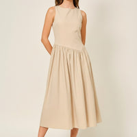 Asymmetrical Waist Detail Midi Dress