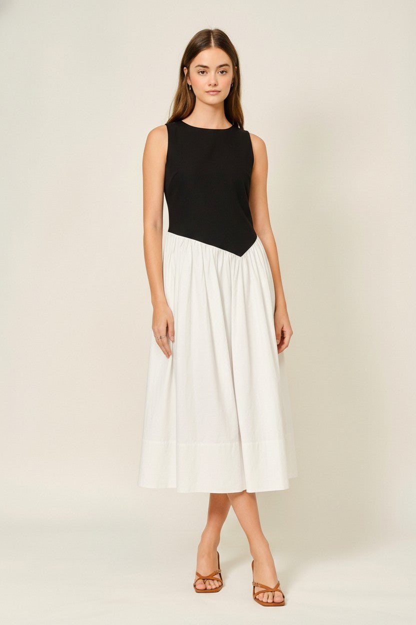 Asymmetrical Waist Detail Midi Dress