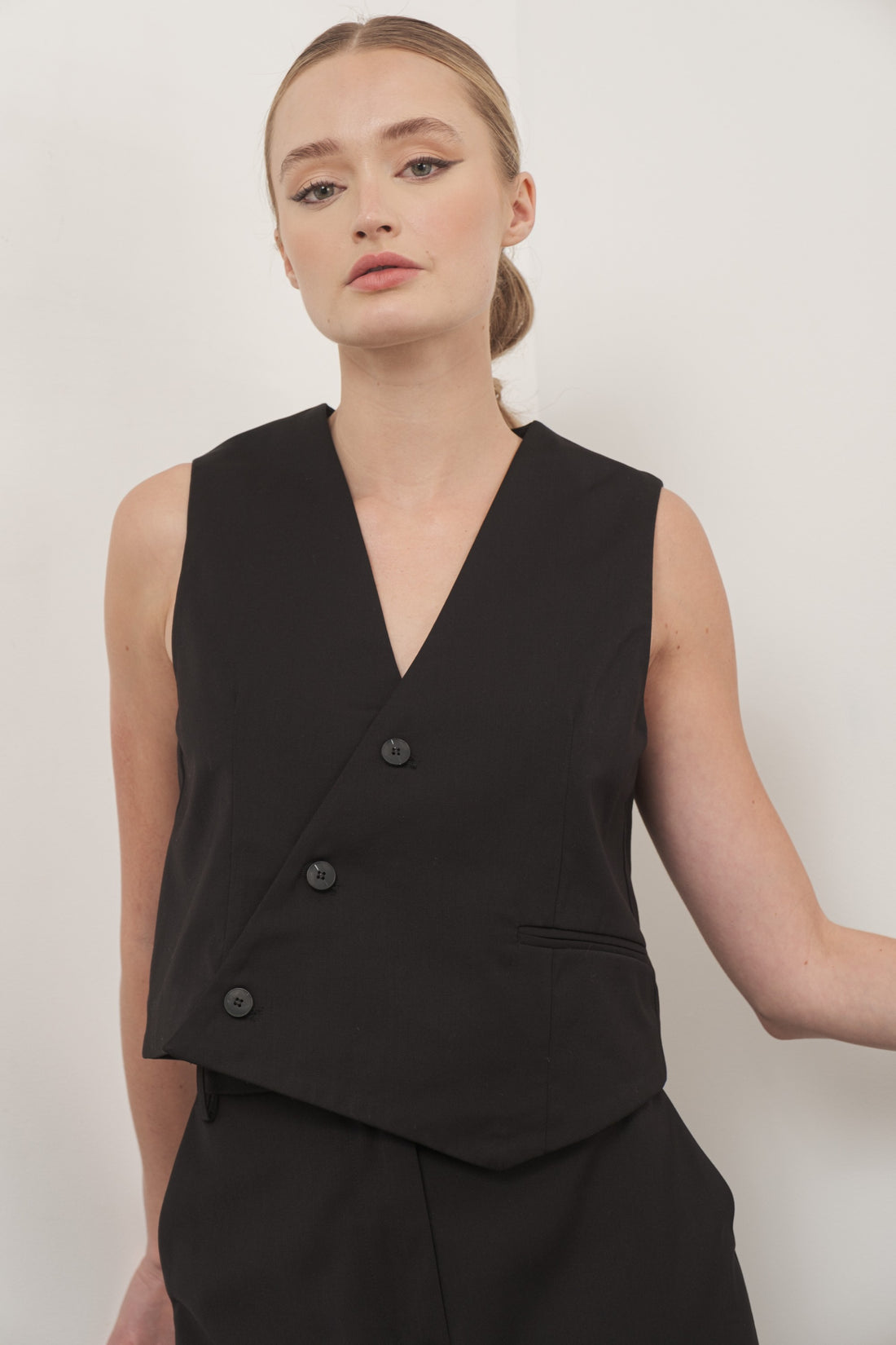 Asymmetrical Button Vest