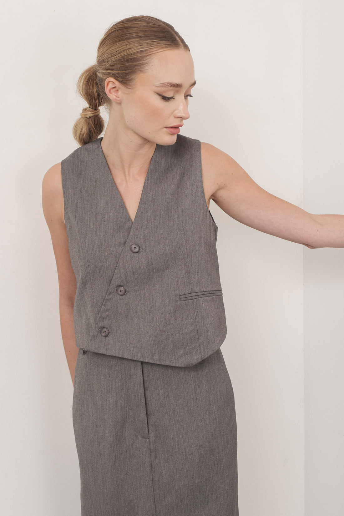 Asymmetrical Button Vest