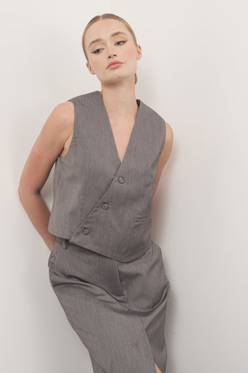 Asymmetrical Button Vest